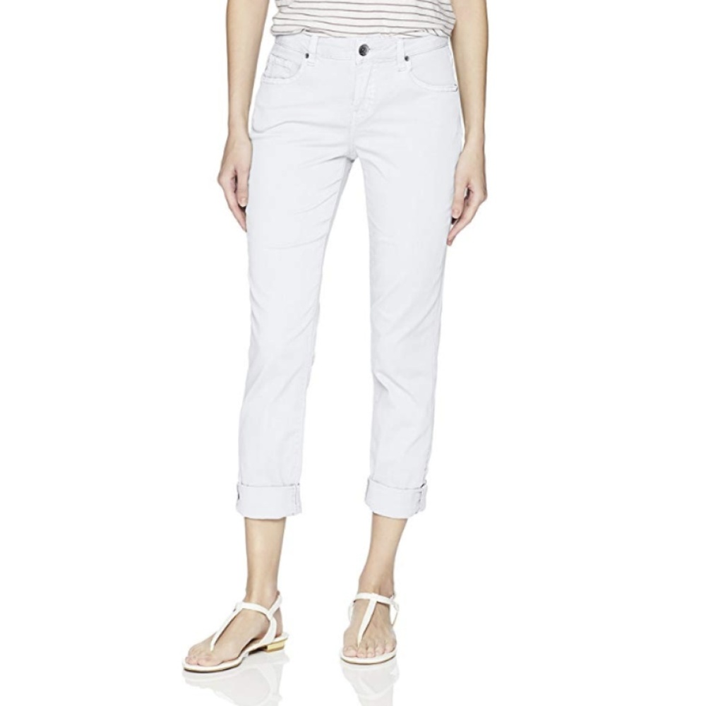 Jag Jeans Women's Petite Carter Mid Rise Girlfriend Jeans White 14P